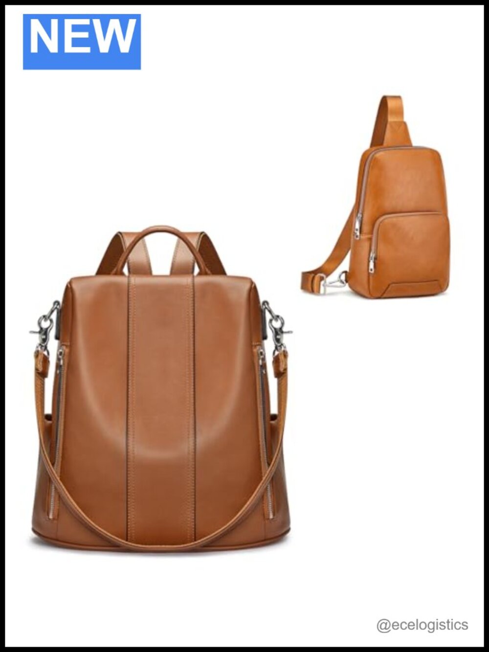 Genuine Leather Convertible Backpack Purse Sling Bag Crossbody RFID Blocking